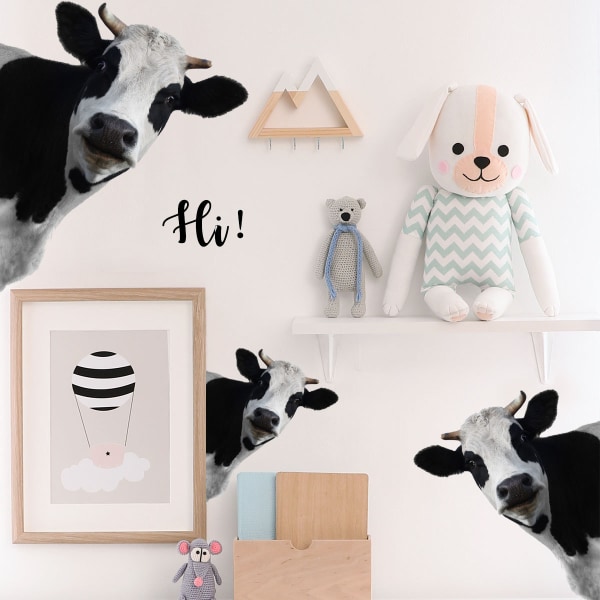 2 stk New Black and White Cow English Hi Adhesive Selvklebende