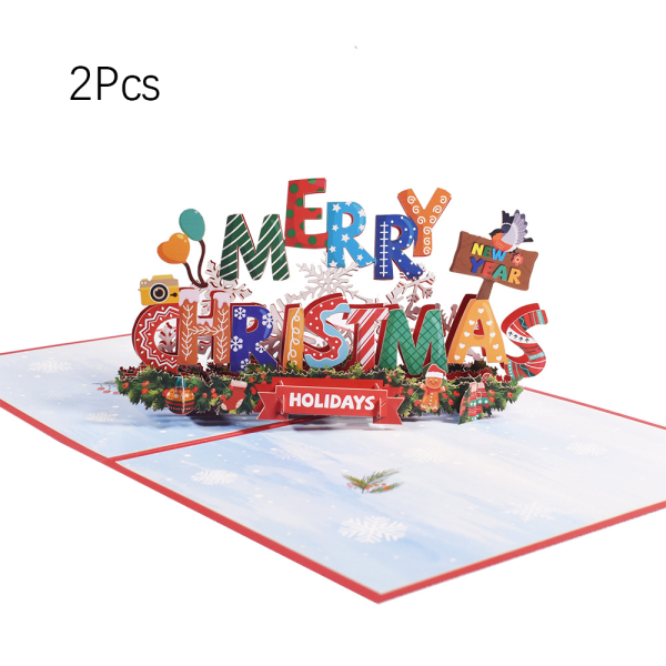 2st god jul pop up-kort, handgjorda 3D gratulationskort för