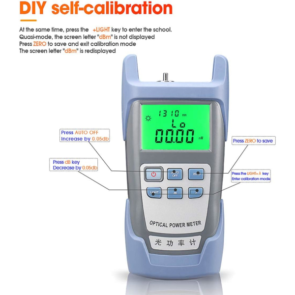 Fiberoptisk effektmeter Fiberkabeltester Fibertester -70 dBm t