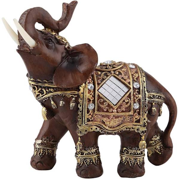Elefant Statue Skulptur Held & Rigdom Feng Shui Trækorn 3D Fi