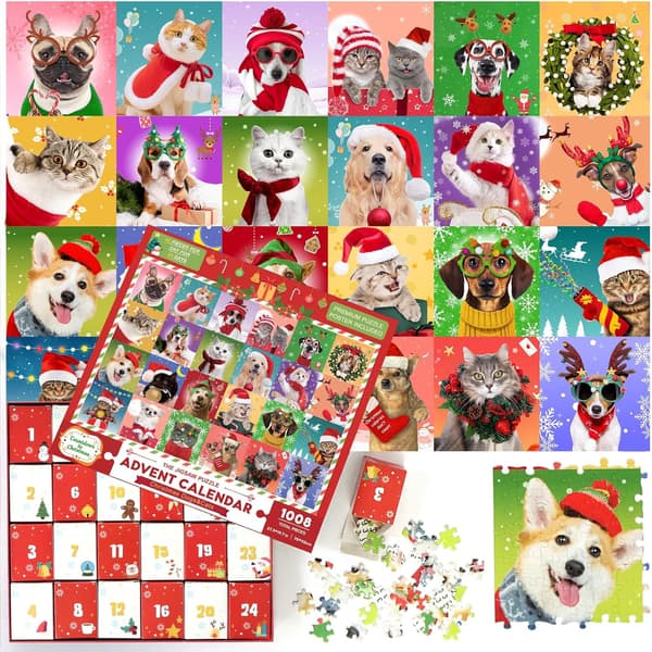 Julekalender med Julepuslespil, Julehunde &amp; Katte DXGHC