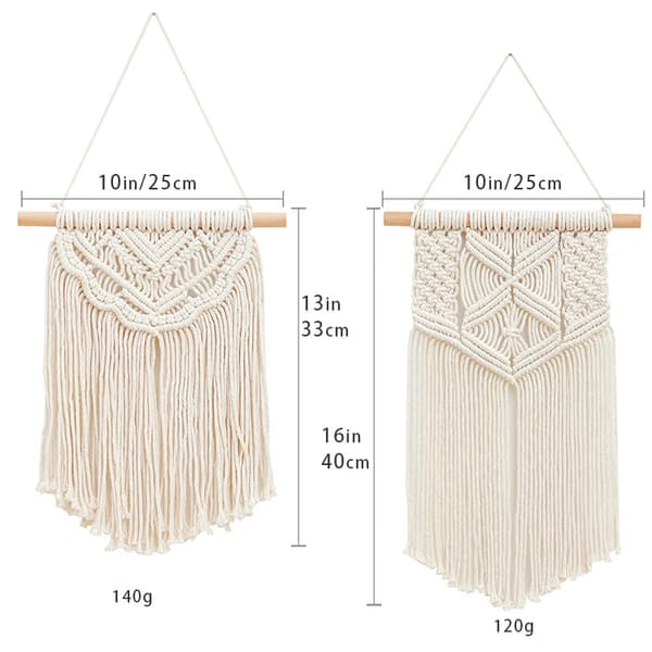 2 st Väggdekoration i spets, vävd boho-stil, hemdekoration