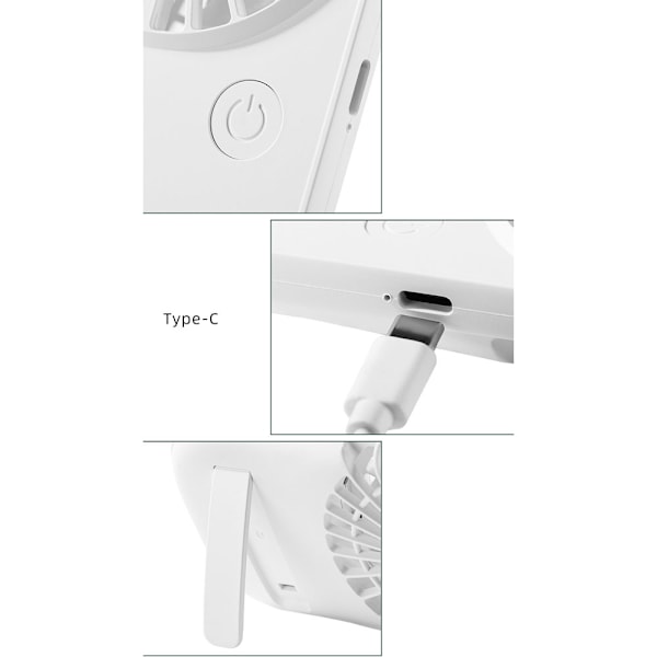 Mini bærbar vifte, kraftig håndholdt vifte, søt design 3 hastighets personlig liten skrivebordsvifte, lett sminke USB oppladbar