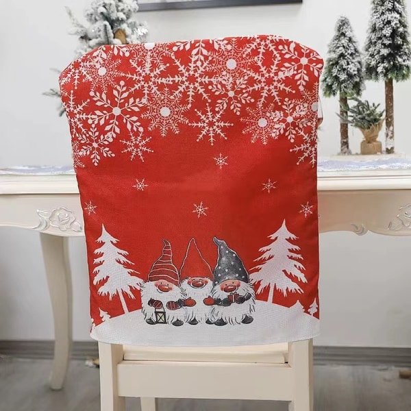 2-pack Julstolsöverdrag med tecknad figur, röd och grå, bord och stol