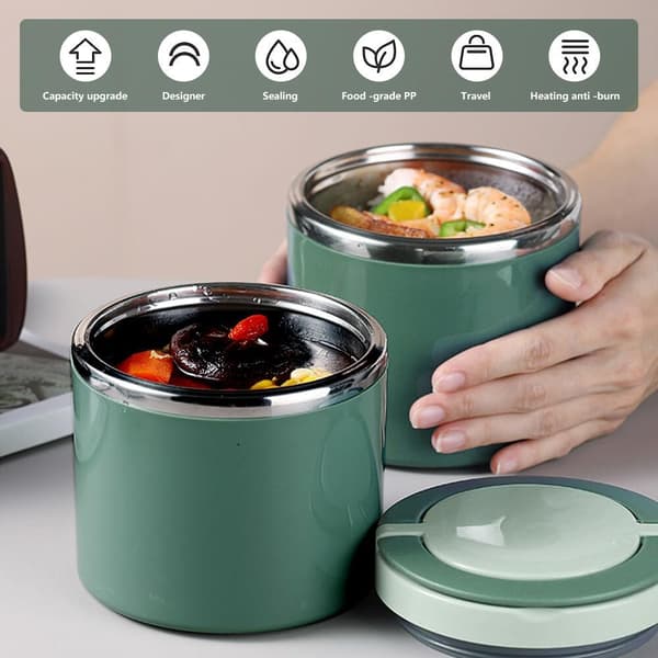 1 L Lunsjboks, Bento Lunsjbokser, Termisk Matbeholder med Håndtak