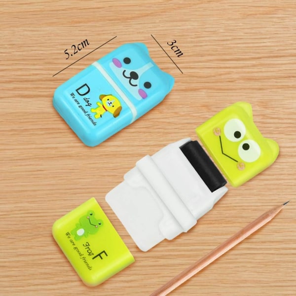 6 Pcs Cute Pencil Eraser, Cartoon Animal Themed Roller Colorful R