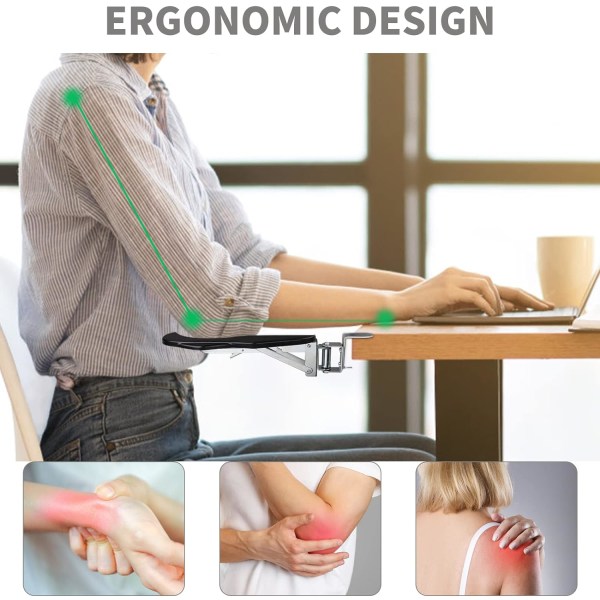 Ergonomiskt Armstöd för Skrivbord, 180° Rotationsbart Handledsstöd, E