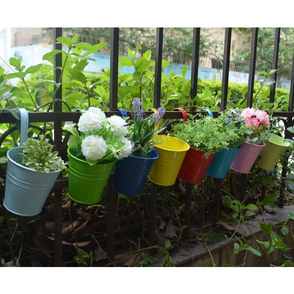 Dewenwils 8 Pots Suspendus Fer/Métal Pot De Fleur Balcon Jard DXGHC