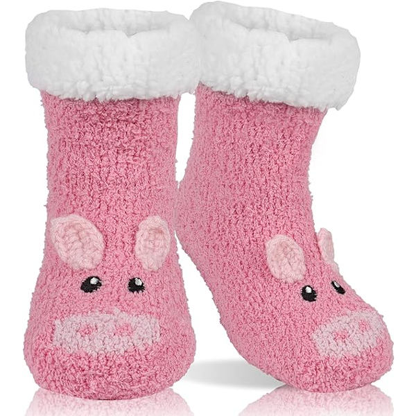 Barne tøfler sokker Fluffy sokker, gutt jente søt dyre sokk