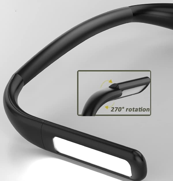 Genopladelig Halslæselampe, 1800mAh Foldbar Led Bordlampe, Grå