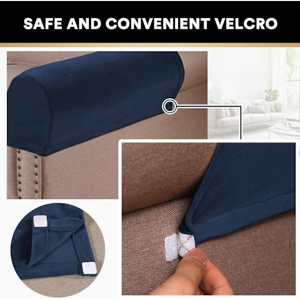 Tjocka Sammetsstretch Armstödsöverdrag för Stolar och Soffor Fåtöljöverdrag för Armar Soffa Armöverdrag Armstödsöverdrag för So