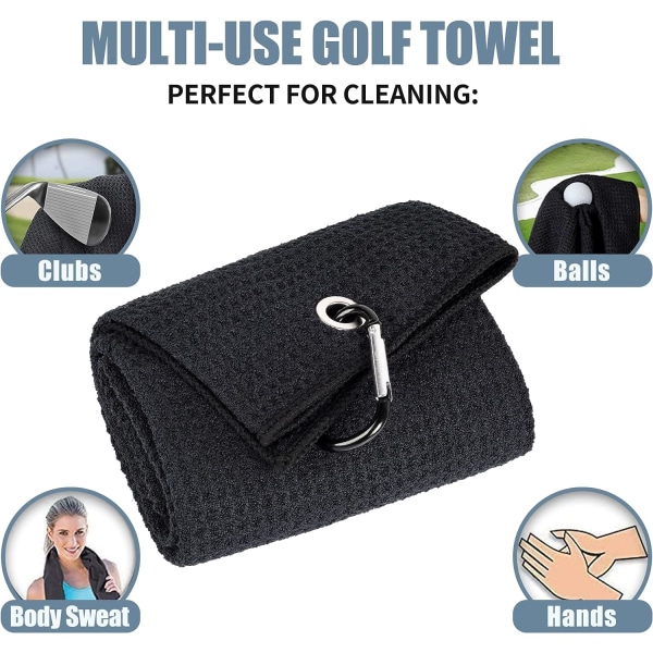 1 set mikrofiber våffelvävt tri-fold golfhandduk | Borste verktygssats med klubbrengörare, infällbar förlängningskor