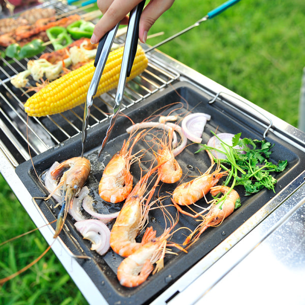 Silikon- og rustfritt stål-tang, ikke-klebende BBQ- og mattang, brødtang