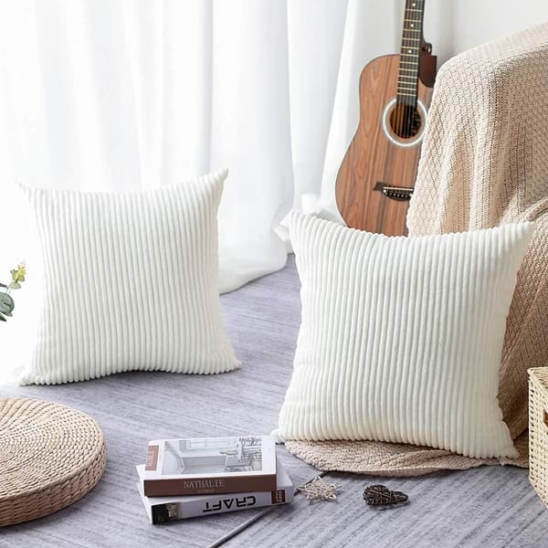 Sæt med 2 Corduroy Pudebetræk Dekorative Pudebetræk Sofa Ca DXGHC
