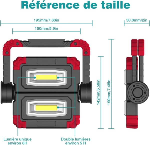 LED Flomlys USB Oppladbart Bærbar Spotlight Bygge S