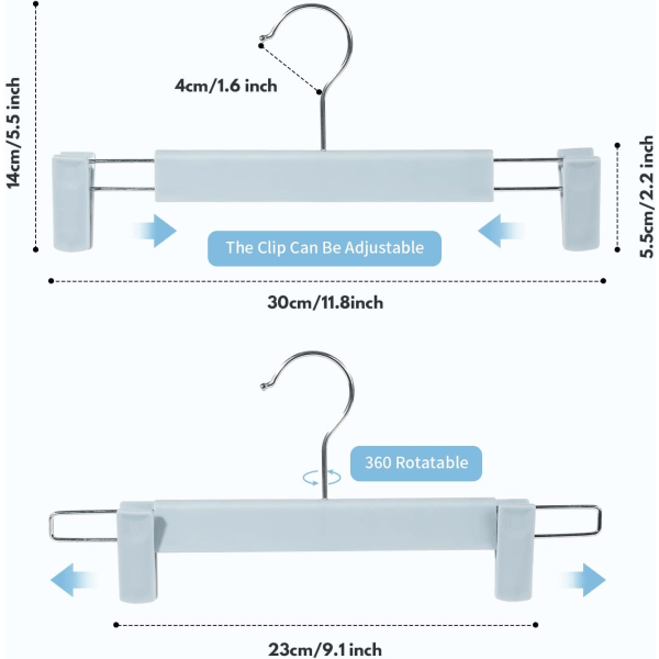 10 Pak Buksestænger, Skørtetænger med 2 Justerbare Anti-Slip C