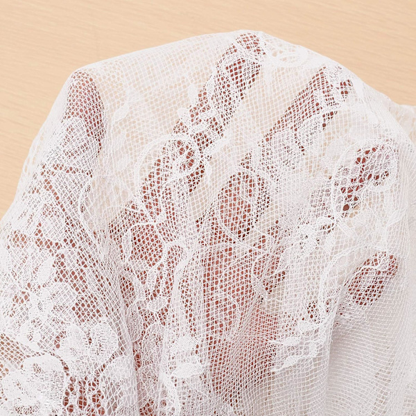 Spets i ren vit blommig mesh-tyg, DIY-vänlig, för klädtillverkning, accessoarer