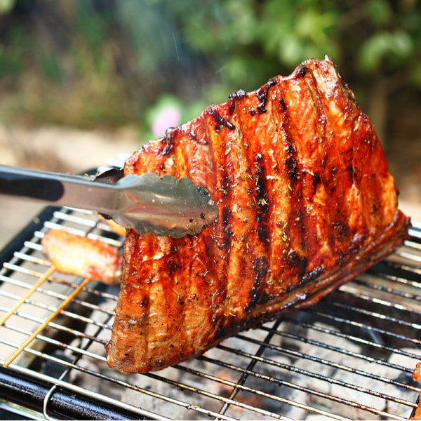 Silikon- og rustfritt stål-tang, ikke-klebende BBQ- og mattang, brødtang