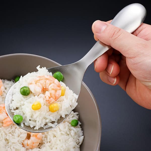 Serveringsske, 304 rustfrit stål ske, risotto ske, stor cu