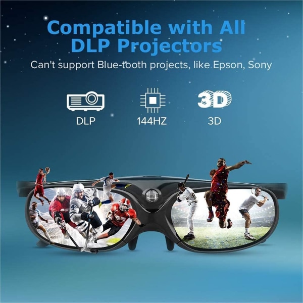 1 stk LCD-linse Bluetooth 3D-briller, Oppladbare Aktiv Lukker