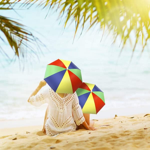 Parasolhat, 5 stk. Regnbue Parasol Hat Fiskeparasol