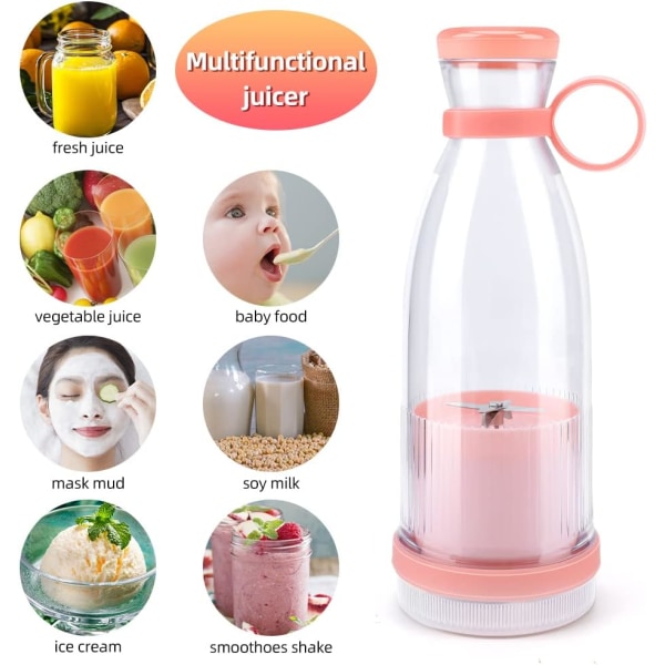 Bærbar Blenderflaske, USB Genopladelig Mini Multifunktionel Bl