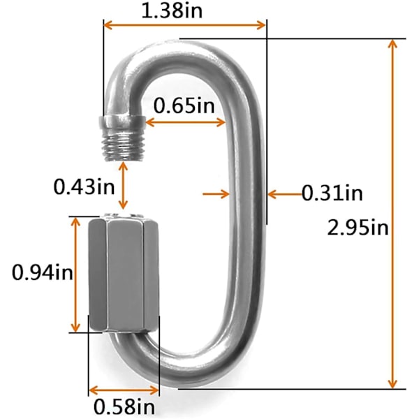 8mm Snabbkoppling Oval Karabinkedja Snabbkopplingar Koppling 4st M8