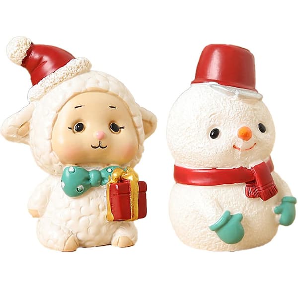 2 st julpynt i resin, söta djur, julklapp