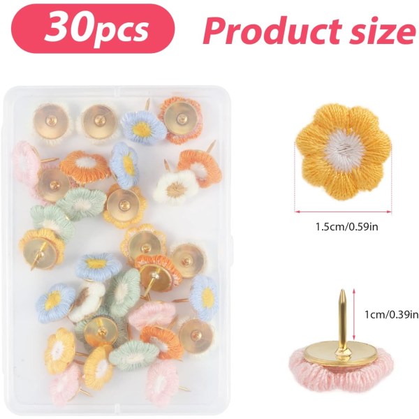Blomster Push Pins, 30 stk., Blomster Push Pins Dekorative Push Pin DXGHC