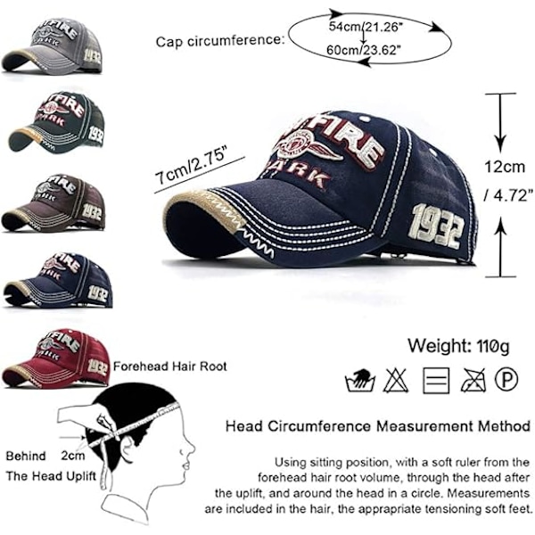 Slidt Baseball Cap til Mænd Vintage Trucker Hat Mænd Bomuld Broderet Snapback Casual Baseball Cap Unisex（Navy）