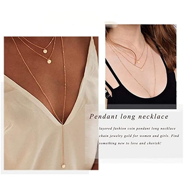 Modelagerat Långt Halsband Myntberlock Halsband Kedja Charm