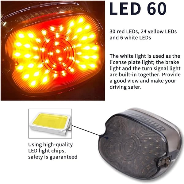 Motorcykel Baglygter, 12V Blinklys Brems LED Nummerplade L