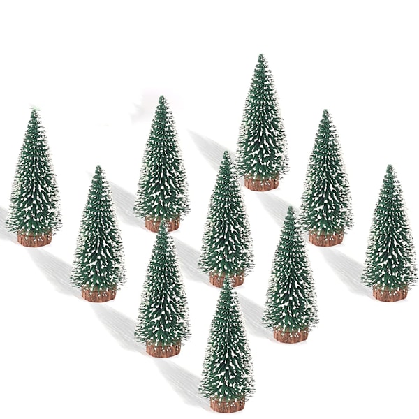 10PCS 4inch Mini Snow Frost Trees Mini Christmas Tree Plastic Win