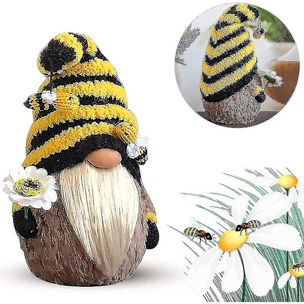 Bee Gnome Spring Solros Doll Decor, Handmade Bumble Plush DXGHC
