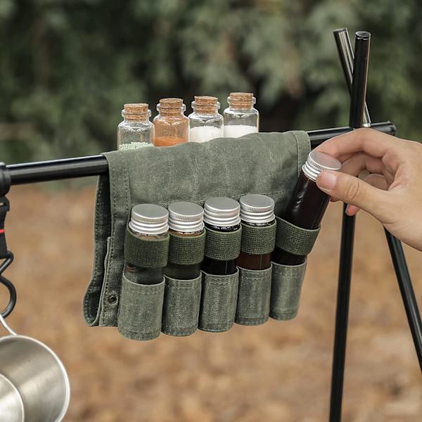 Rejse Camping Krydderi Opbevaringspose, Canvas Krydderi Vandafvisende Sammenklappelig