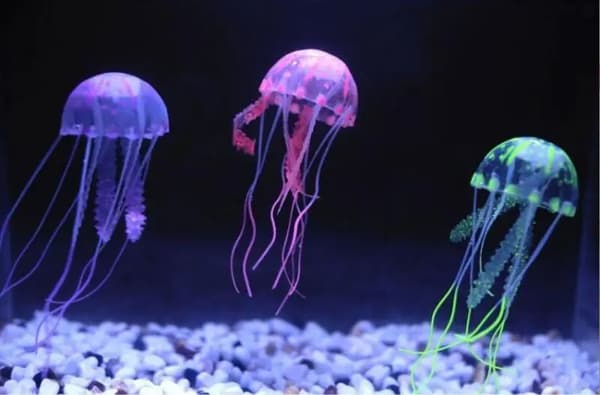 5 Farger Kunstig Akvarium Maneter Ornament Dekor Glødende