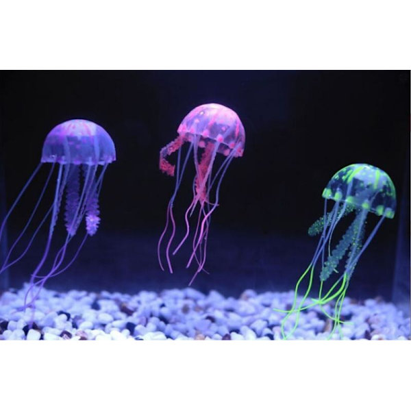 5 Farvede Kunstige Vandmænd Akvarium Ornament Dekoration Glødende Eff