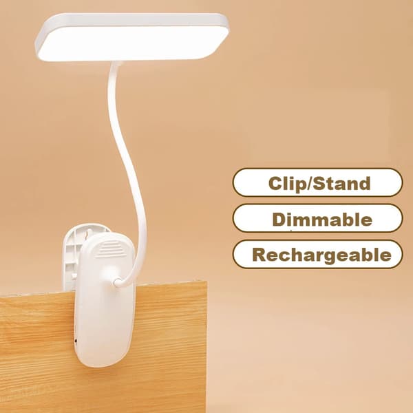 LED-bordlampe med øyevern, klips, USB-oppladbar