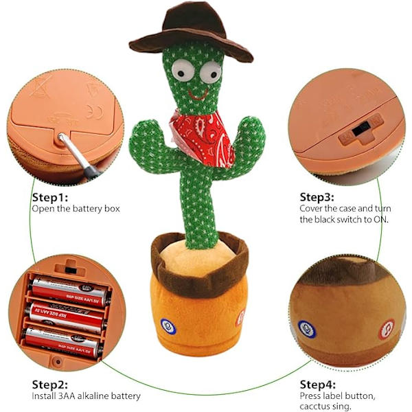 Cowboy-kaktus danser, efterligner kaktus taler, synger + lyser