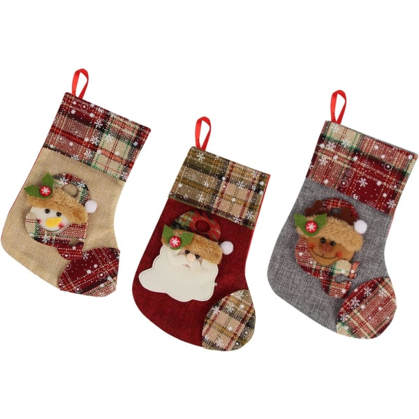 Christmas Socks Hanging Bag, Christmas Stocking Decoration 3 pcs,