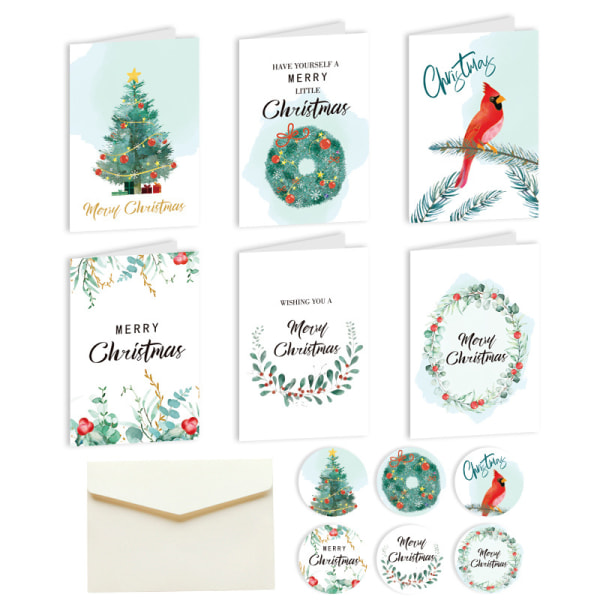24 stykker glade julekort, julekort med konvolutter A