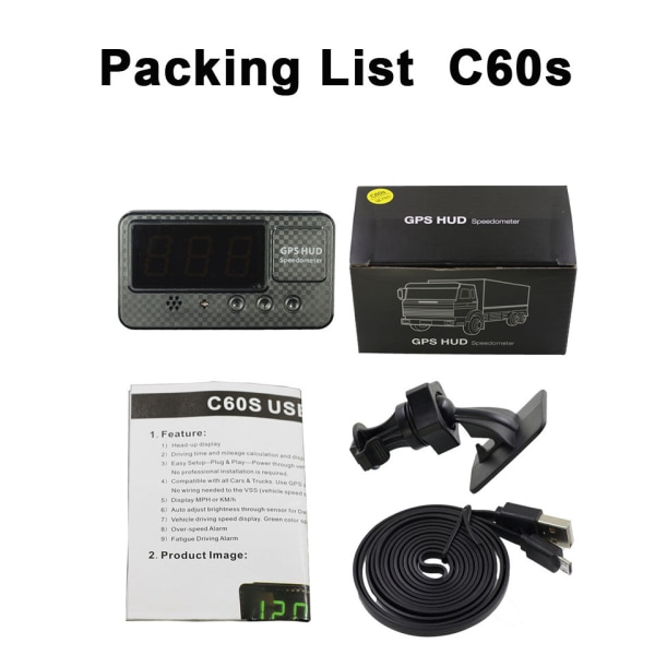 Digital Bil GPS Speedometer Auto HUD Overspeed Advarsel Head Up Us