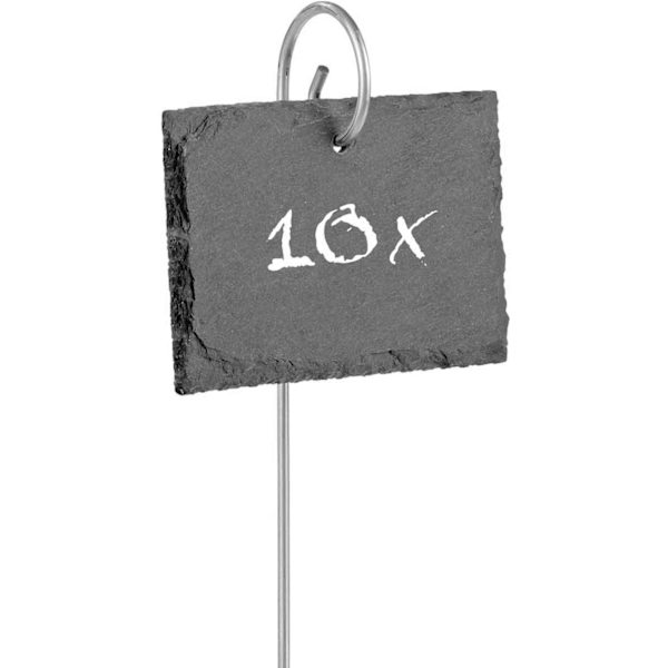 Set med 10 Skifferväxtplattor, Individuell Märkning av Växter och He