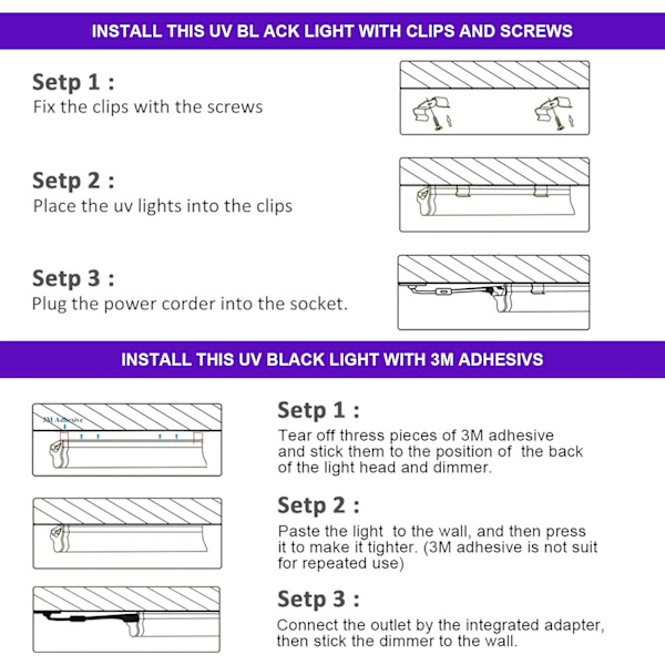 395nm 10W LED Rør Sort Lys, 48 LED UV Lys Bar, DJ Disco Li