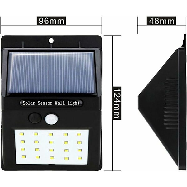 (2-pack) 20 LED Solcellslampor, Utomhus Rörelsedetektorlampor med 3