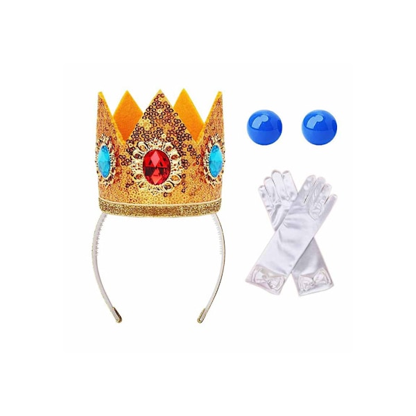 3 kappaleen prinsessa Peach -kruunun lisävarustepaketti, prinsessan pukeutumislisävarusteet lapsille tytöille