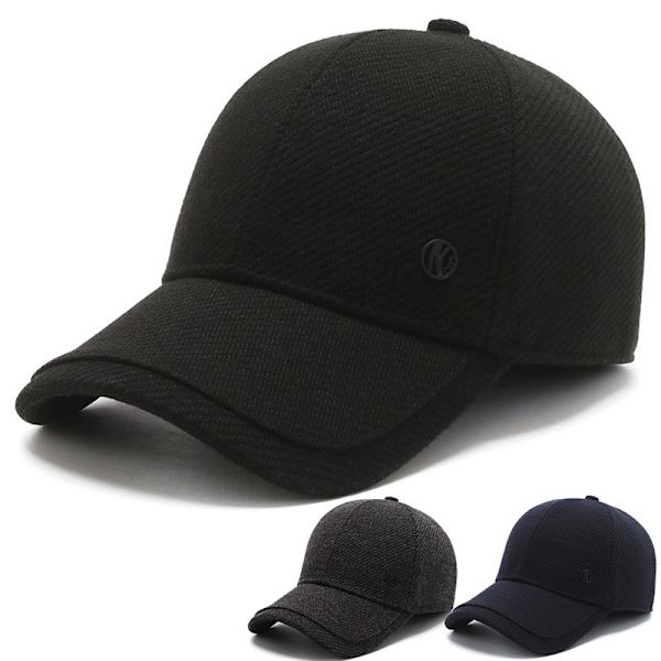 Vinterlue for menn i ull, baseballcaps, utendørs varm lue