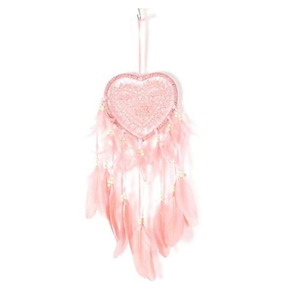 Hjerte Drømmfang Boho Stil Håndlavet LED Lys Væghæng