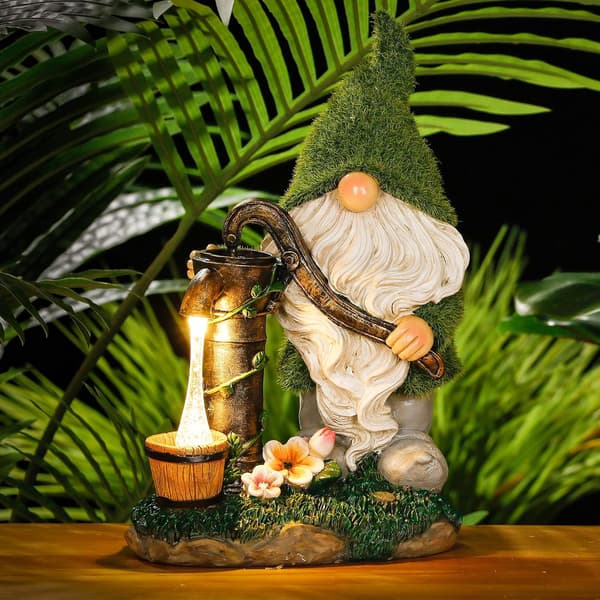 Flocket Havefigur Dekorationer, 29cm Stor Sjov Gnome Udendørs DXGHC