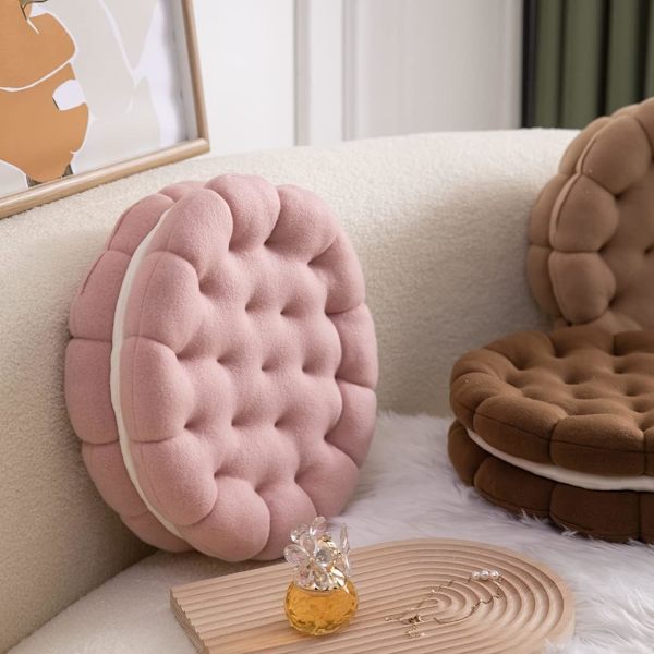 14 tommer Dekorativ Rund Pude i Biscuit Form Comfortab DXGHC